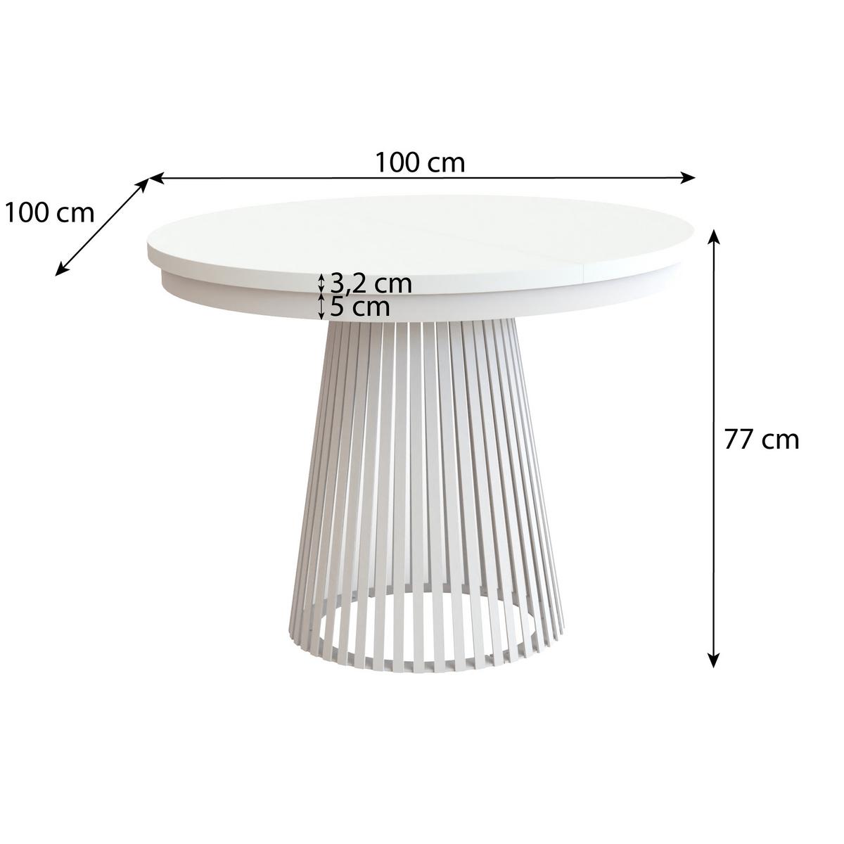 ESSTISCH Lumi, Runder, ausziehbar auf 180 cm, mit Metallbeinen, Walnussfarben+Kaschmir - Kaschmir/Walnussfarben, Metall (100/100/77cm) - Beautysofa