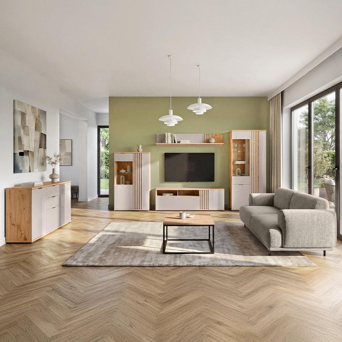 GESCHIRRSCHRANK Ezra Kaschmir - Beige, Holzwerkstoff (90.5/195.5/40cm) - Petits-meubles