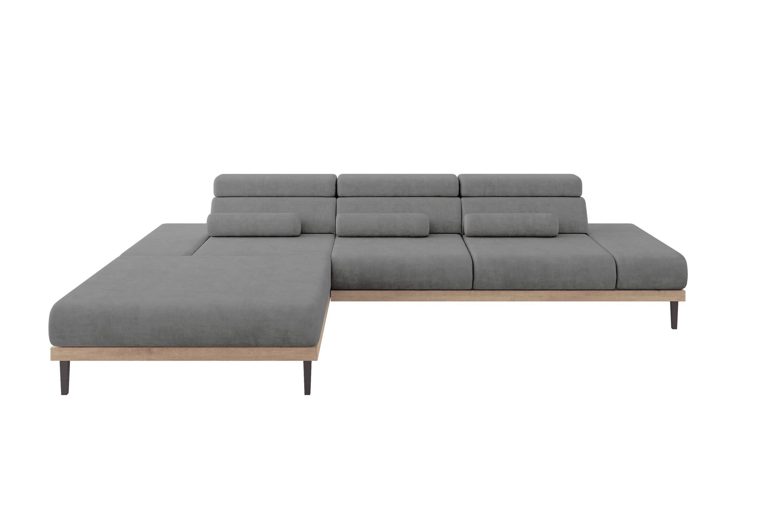 ELEKTRISCHES ECKSOFA Links MONA 316x205x85 Grau Velours - Taupe, Holzwerkstoff/Textil (316/205cm) - ALTDECOR