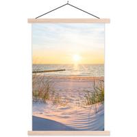 POSTER MIT MAGNETLEISTEN Strand - Sonne - Düne - Gras - Sand - Horizont Deko Wohnzimmer 40x60 cm - Hellblau, Textil (40/60/0.15cm) - MuchoWow