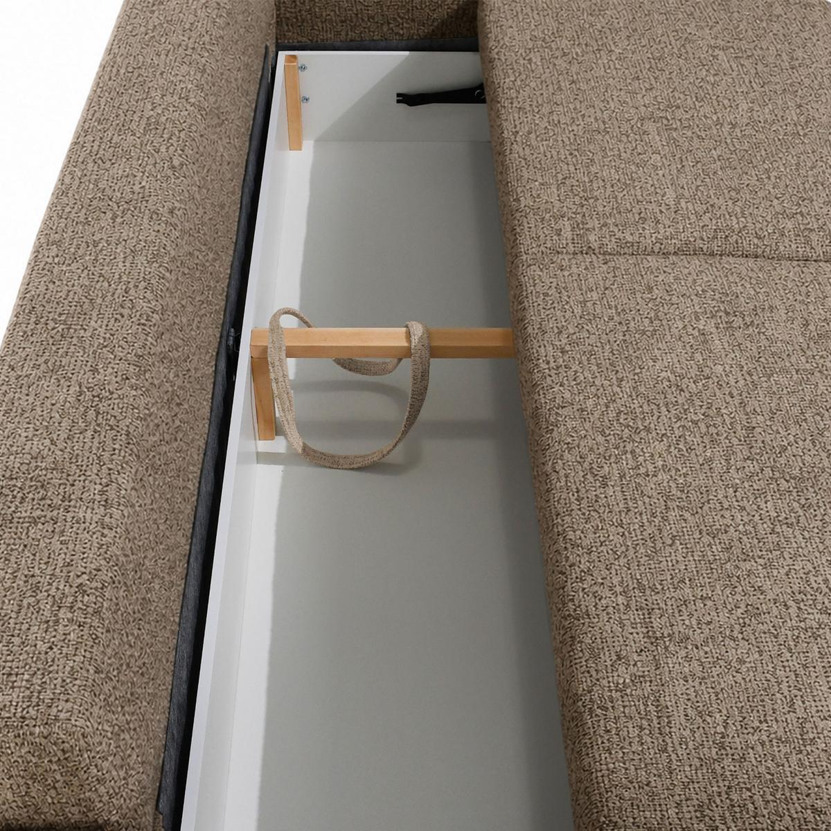 SCHLAFSOFA Vito 3-Sitzer mit Bettkasten, DL-System, Chenille-Stoff, Braun - Schwarz/Braun, Textil (256/90/99cm) - Beautysofa