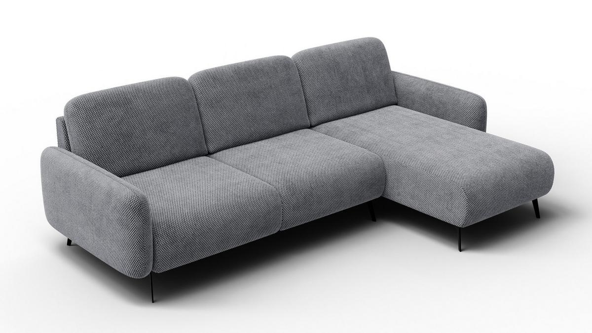 ECKSOFA FEBE 4-Sitzer rechts, grau - Schwarz/Grau, Holz/Textil (264/157cm) - Wozimo
