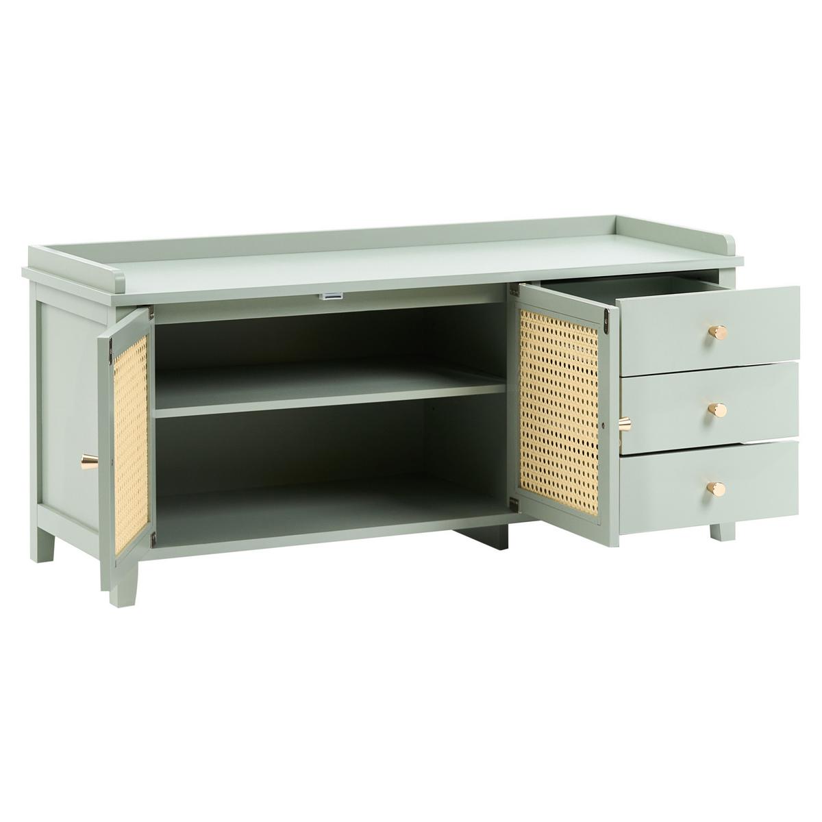 SCHUHBANK mit Stauraum Mintgrün Bendigo - Mintgrün/Grün, Holzwerkstoff (100/47/34cm) - Beliani