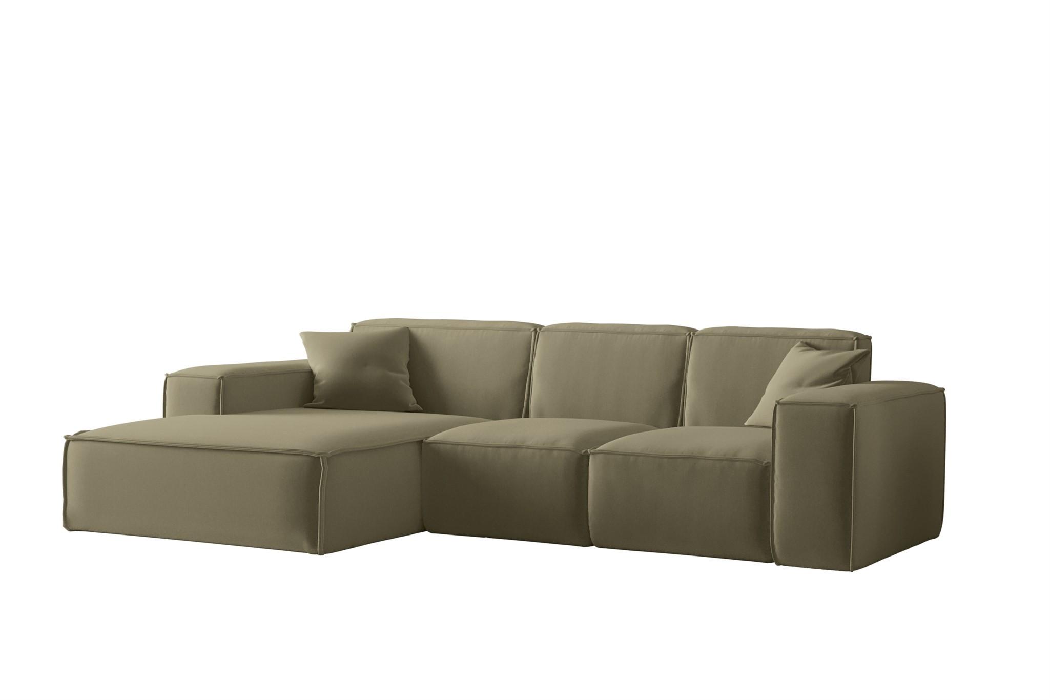 ECKSOFA Ottom Celes Premium Opera Velvet - Olivgrün, Holzwerkstoff/Textil (266/165cm) - Fun Möbel