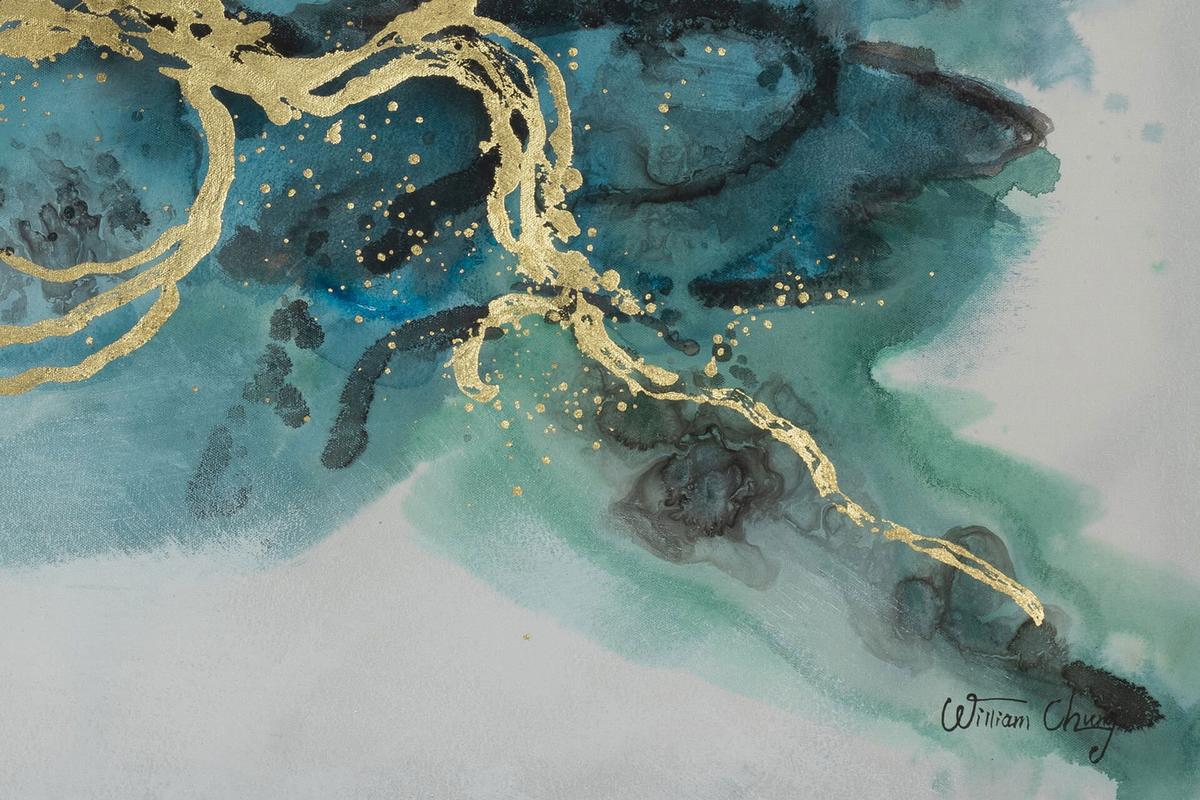 ACRYLBILD HANDGEMALT 102,5/77,5 cm - Türkis/Blau, Textil (102.5/77.5cm) - KUNSTLOFT