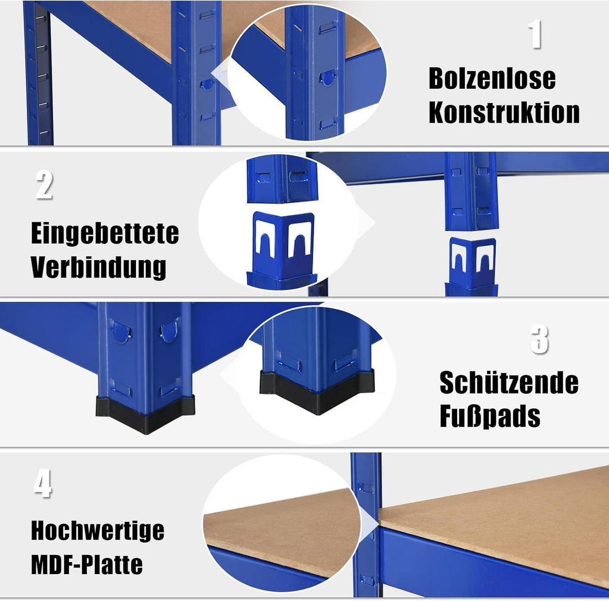 LAGERRGAL Blau - Blau, Holz (90/180/40cm) - COSTWAY