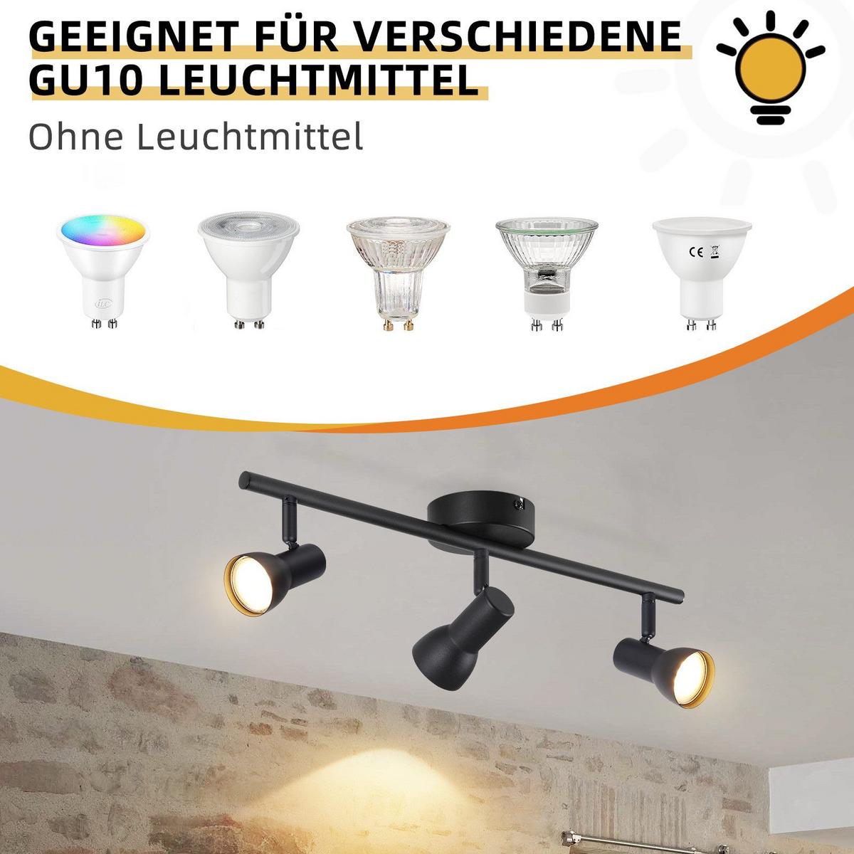 DECKENSTRAHLER Maier 3-flammig 42.5/8/15.5cm - Schwarz, Metall (42.5/8/15.5cm) - Nettlife