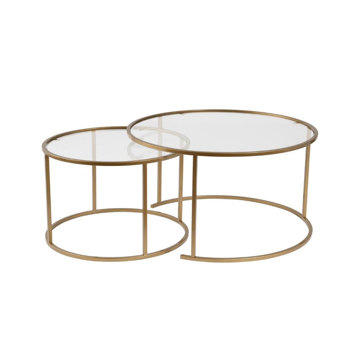 COUCHTISCHE mit Glasplatte 80/80/43 cm - Goldfarben, Metall (82/80/43cm) - Calicosy