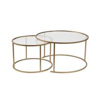 COUCHTISCHE mit Glasplatte 80/80/43 cm - Goldfarben, Metall (82/80/43cm) - Calicosy