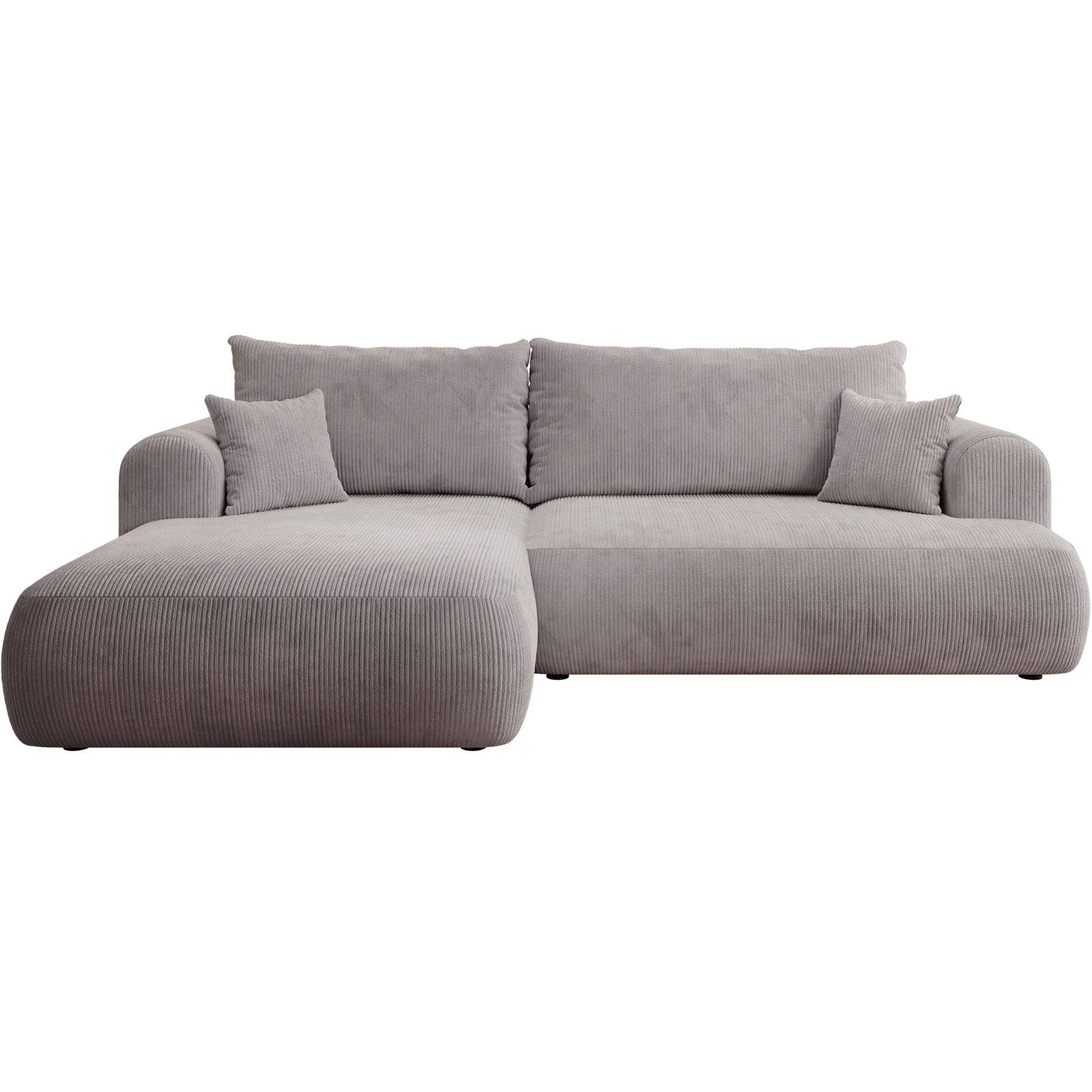 ECKSOFA Ovo Cord mit Cordbezug Hellgrau, links - Hellgrau/Schwarz, Textil (260/165cm) - Selsey