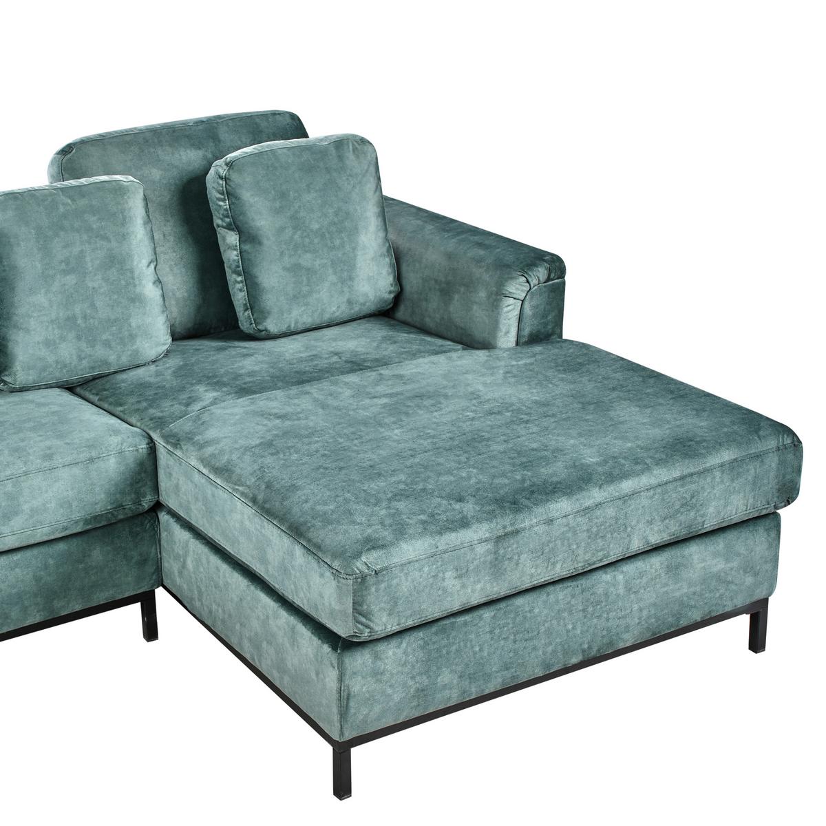 ECKSOFA 4-Sitzer Samtstoff Blaugrün linksseitig Oslo - Blau/Jadegrün, Textil (270/151cm) - Beliani