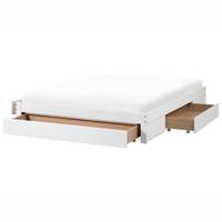 BETT 180/200 cm Dunkelbraun Giat - Dunkelbraun/Weiß, Holz (180/200cm) - Beliani