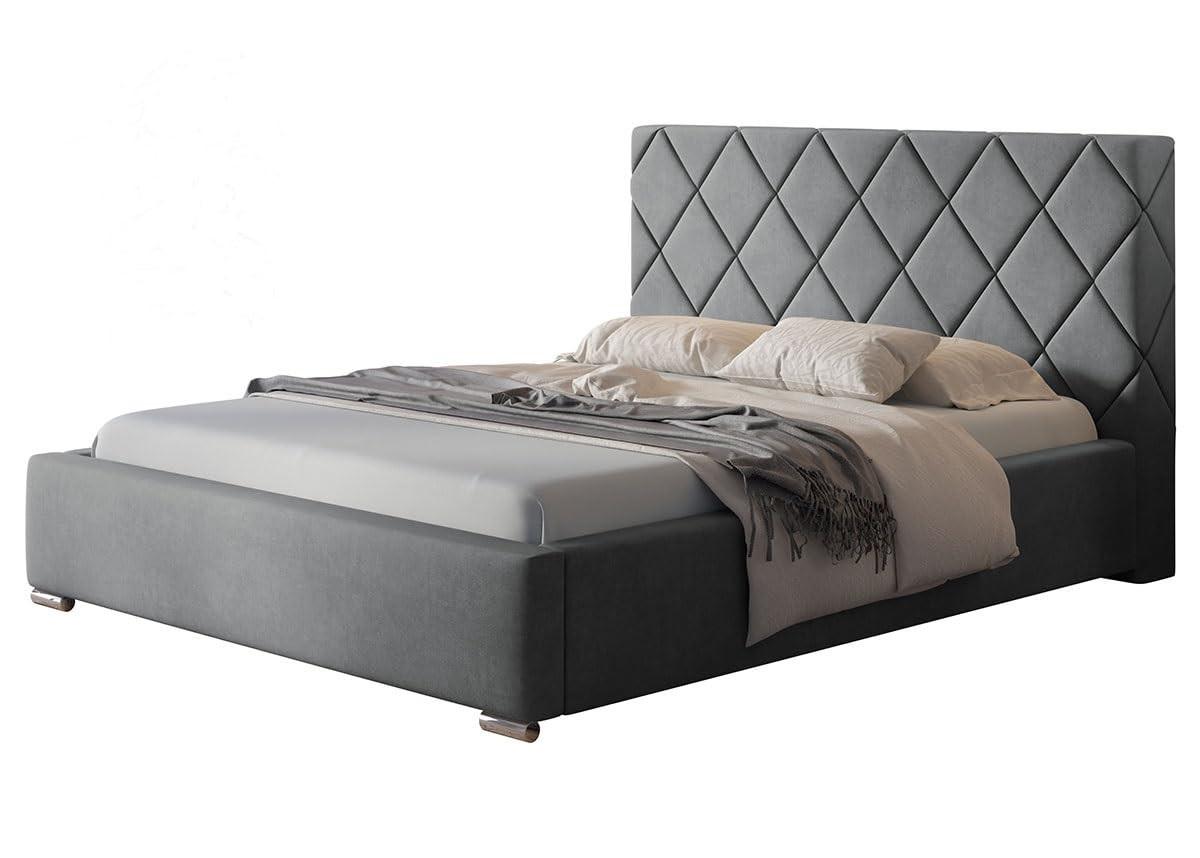POLSTERBETT Málaga mit Kopfteil, 140x200 cm, Doppelbett mit Bettkasten und Lattenrost aus Holz, Velourstoff Beige - Beige, Holz/Textil (140/200cm) - Alpi-Möbel