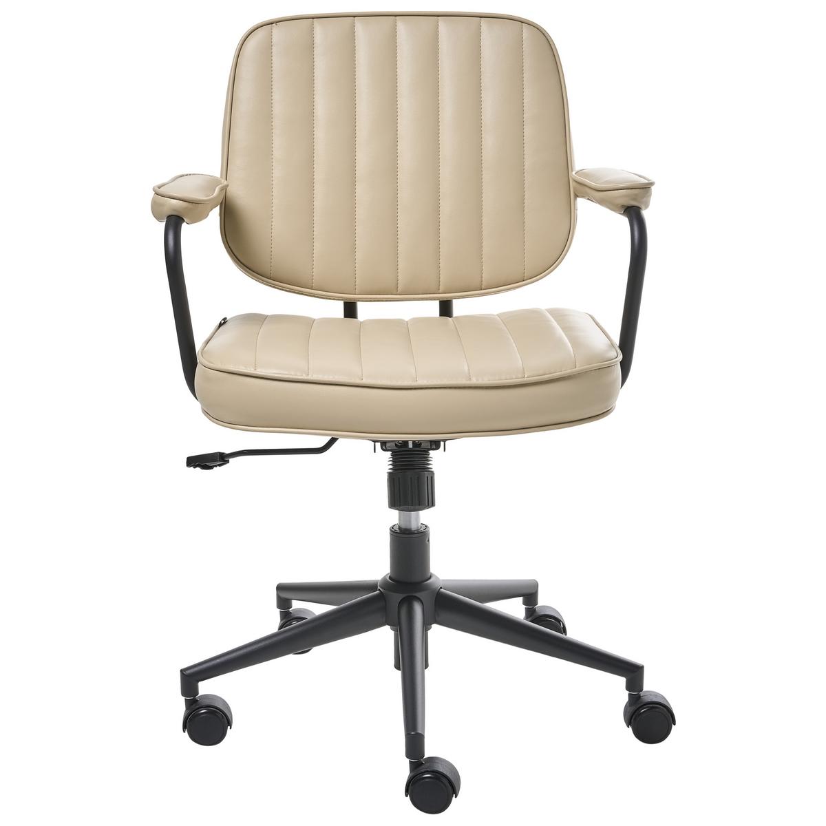 SCHREIBTISCHSTUHL Kunstleder Beige Berne - Beige, Kunststoff (60/80/60cm) - Beliani