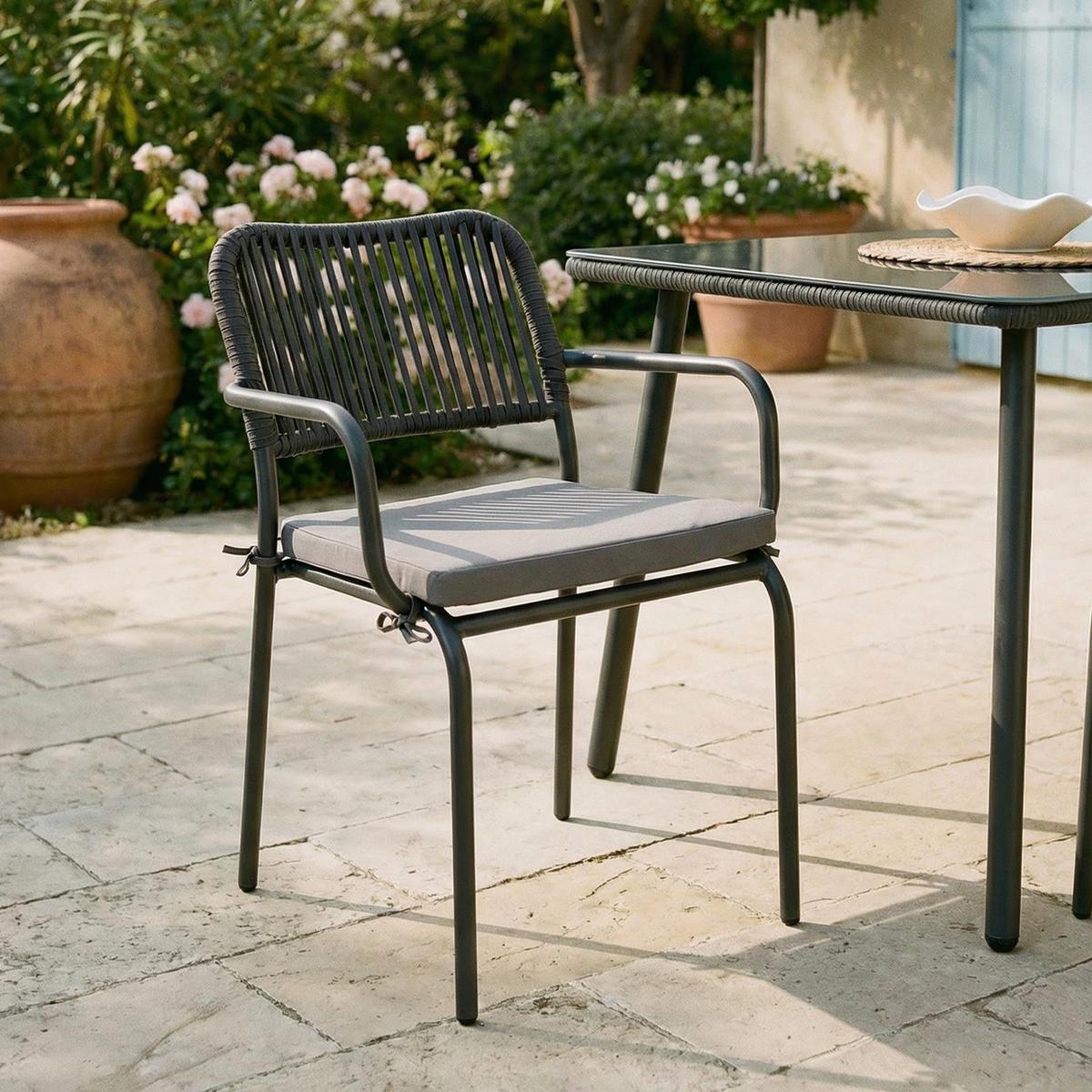 GARTENSTÜHLE VOLONTE 6er-Set grau - Grau, Textil (56/81/65cm) - IDIMEX