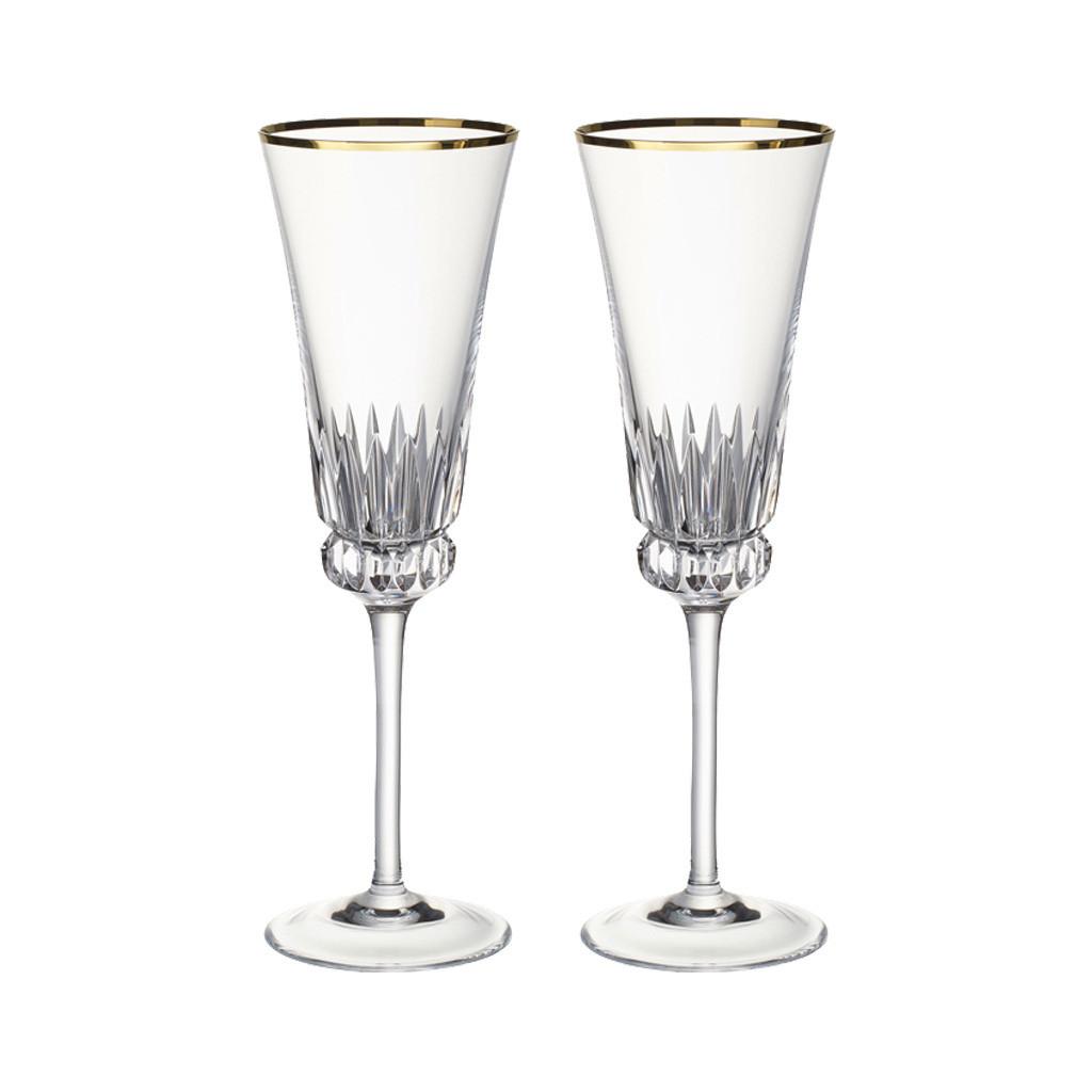 SEKTGLÄSER Grand Royal Gold transparent-gold 120 ml 2er Set - Transparent/Goldfarben, Glas (0.12L) - Villeroy & Boch