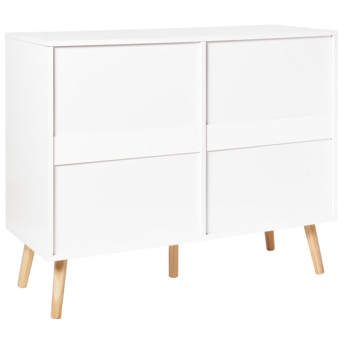 KOMMODE mit 6 Schubladen Weiß Newark - Weiß, Holzwerkstoff (100/80/39cm) - Beliani