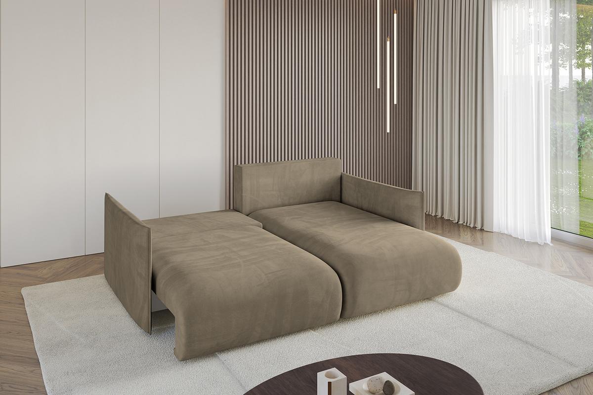 ECKSOFA Ottomane rechts ONESK-L 216x177x72 Braun Velours - Braun, Holzwerkstoff/Kunststoff (177/216cm) - ALTDECOR
