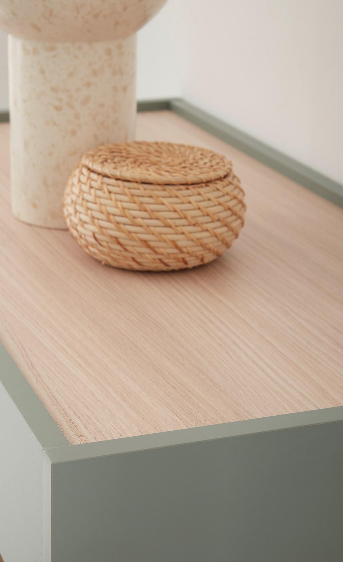 HÄNGESCHUHSCHRANK in Salbei Grün mit Eiche, Flurkommode Hängeschrank, 100 cm - Salbeigrün/Eichefarben, Holz/Holzwerkstoff (100/35/30cm) - Furn.Design