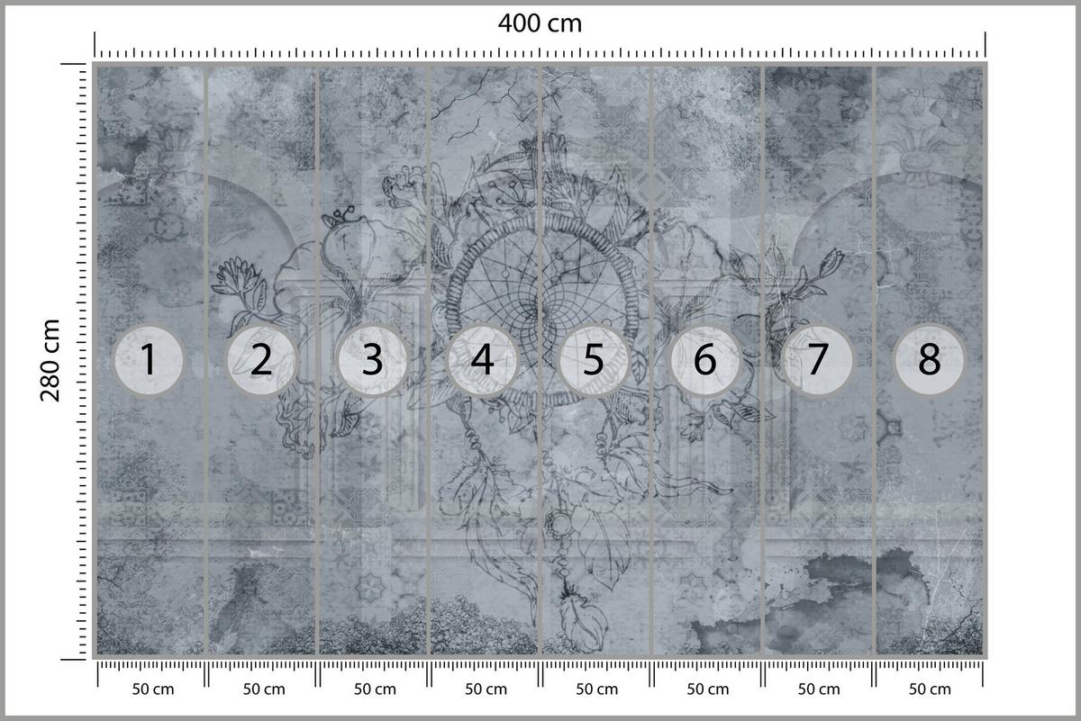 FOTOTAPETE für Schlafzimmer Traumfänger Vintage Säulen 400x280 - Grau, Papier (400/280cm) - Muralo