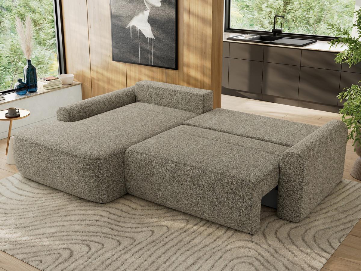ECKSCHLAFSOFA CUBO L Grau Struktur - links - Schwarz/Grau, Kunststoff/Textil (273/187cm) - MKS