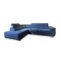 ECKSOFA APIRO L-S Blau Kordstoff mit Schlaffunktion - Blau/Silberfarben, Holz/Textil (276/202cm) - MASSENO