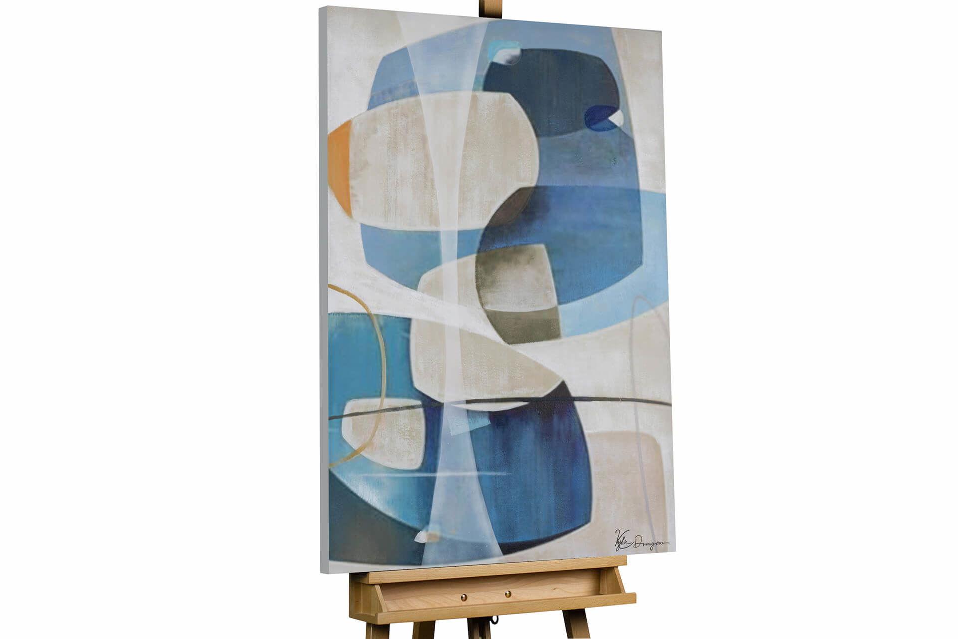 ACRYLBILD HANDGEMALT 75/100 cm - Blau/Grau, Holz/Textil (75/100cm) - KUNSTLOFT