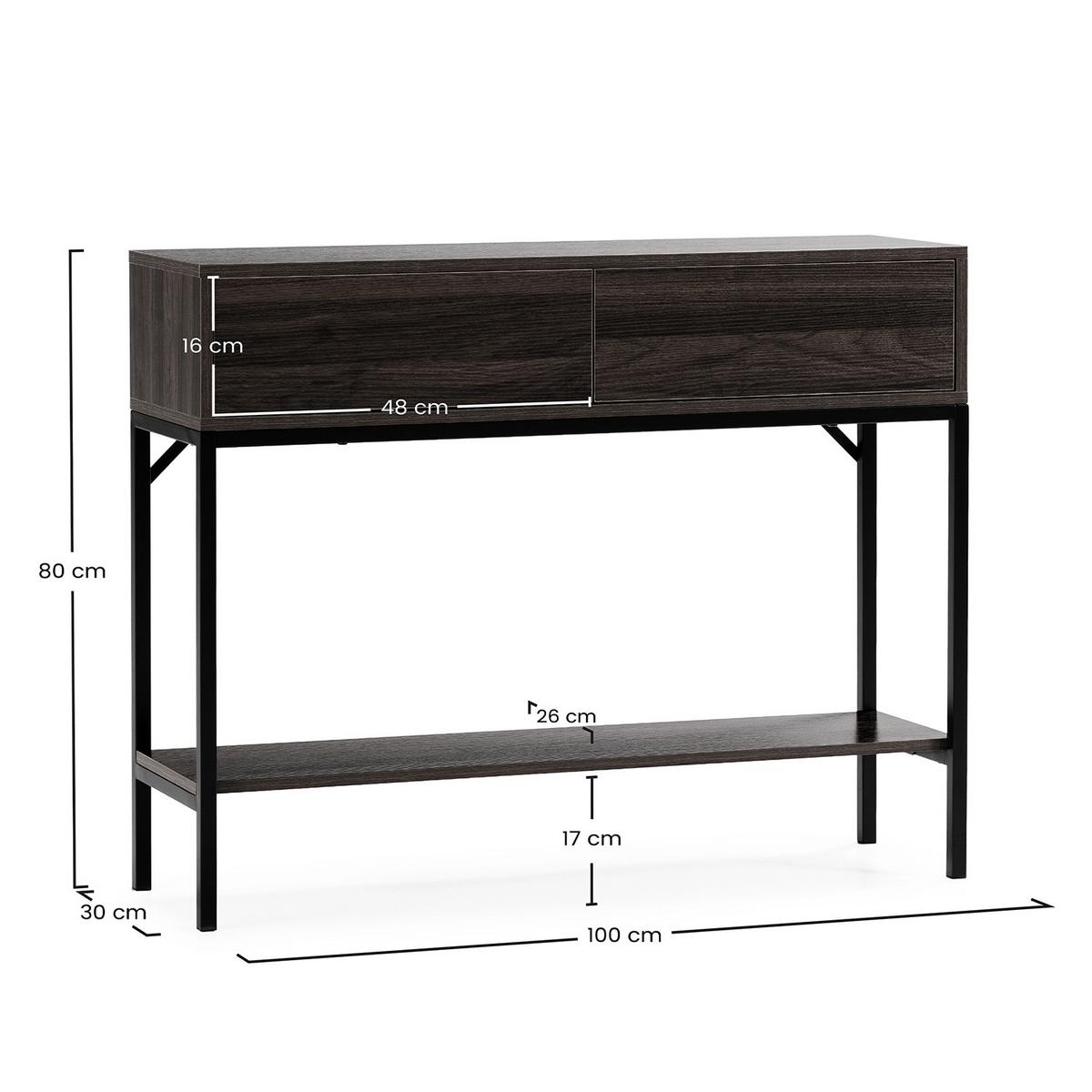 KONSOLENTISCH Auri 2 schubladen Walnuss-Optik - Walnussfarben, Holzwerkstoff (30/100/80cm) - VS Venta-stock
