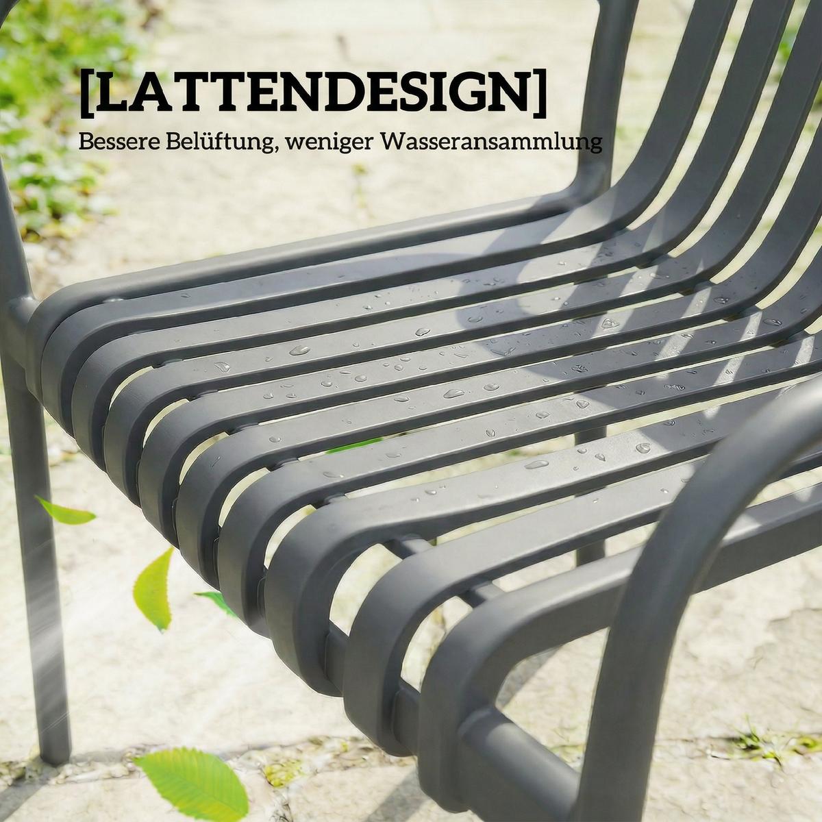 GARTENSTÜHLE 4er Set Kunststoff Dunkelgrau - Dunkelgrau, Kunststoff (55/81.5/58.5cm) - Outsunny
