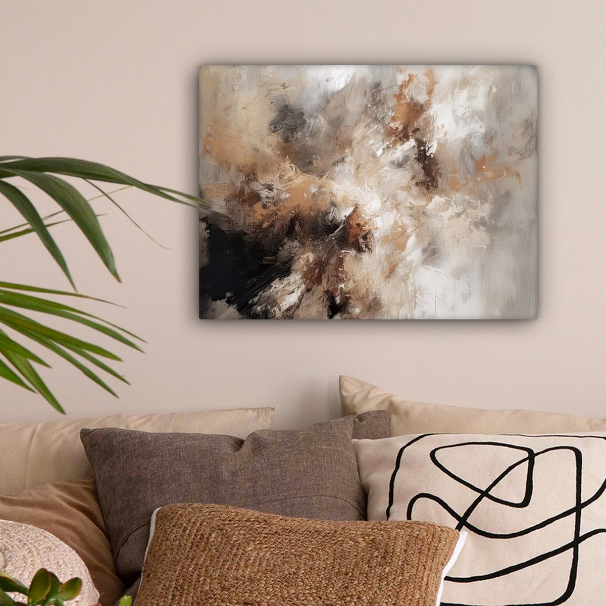 LEINWANDBILD Farbe - Abstrakt - Beige - Kunst Wandbild 40x30 cm - Greige, Textil (40/30cm) - MuchoWow