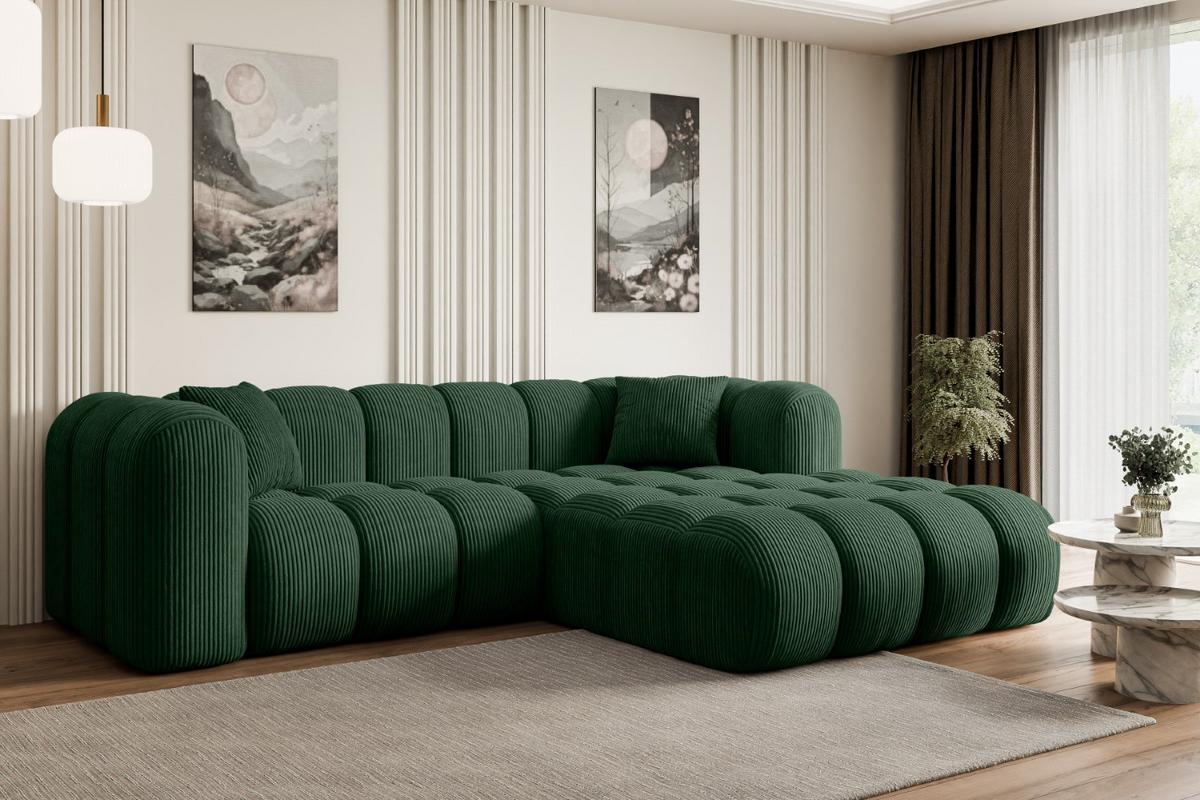 ECKSOFA Ottomane Rechts OLEA-L1 - 231x173x74 cm Grün - Schwarz/Rosa, Holzwerkstoff/Kunststoff (231/173cm) - ALTDECOR