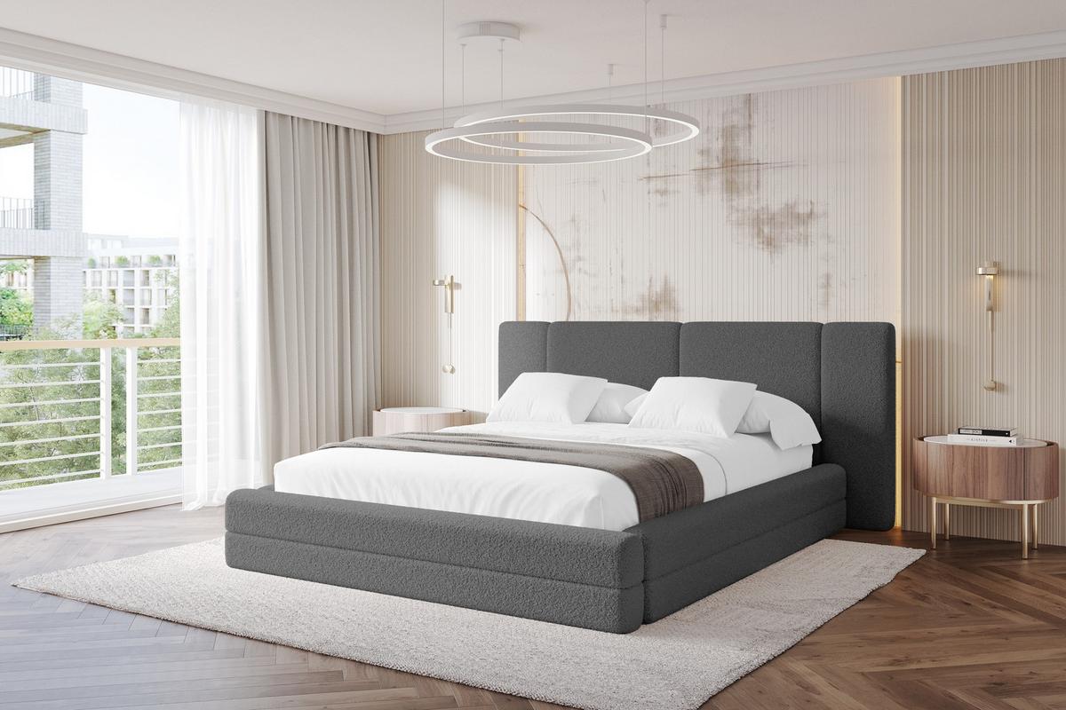 POLSTERBETT mit Bettkasten und Lattenrost, Bett mit Matratze H3/H4 - TEVO 140x200 Grau - Greige, Holzwerkstoff/Textil (140/200cm) - ALTDECOR