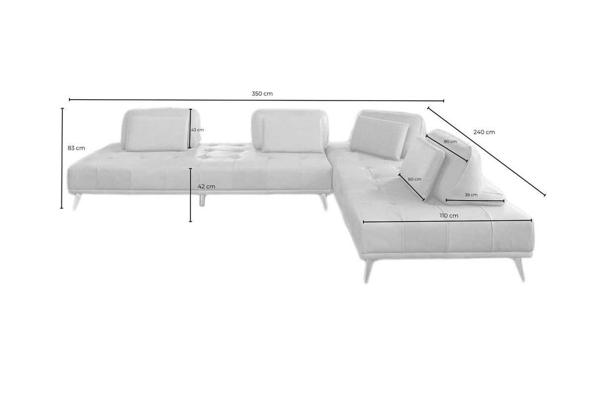 MODULSOFA WIOLO Beige Leder - Beige/Silberfarben, Leder/Metall (350/83/240cm) - KAWOLA