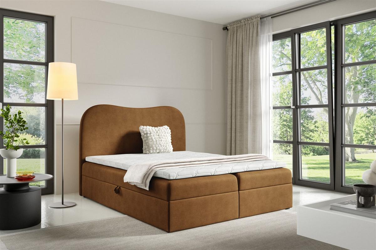 BOXBETT Darlin Prem.. überlänge - Goldfarben, Holzwerkstoff/Textil (180/220cm) - Fun Möbel