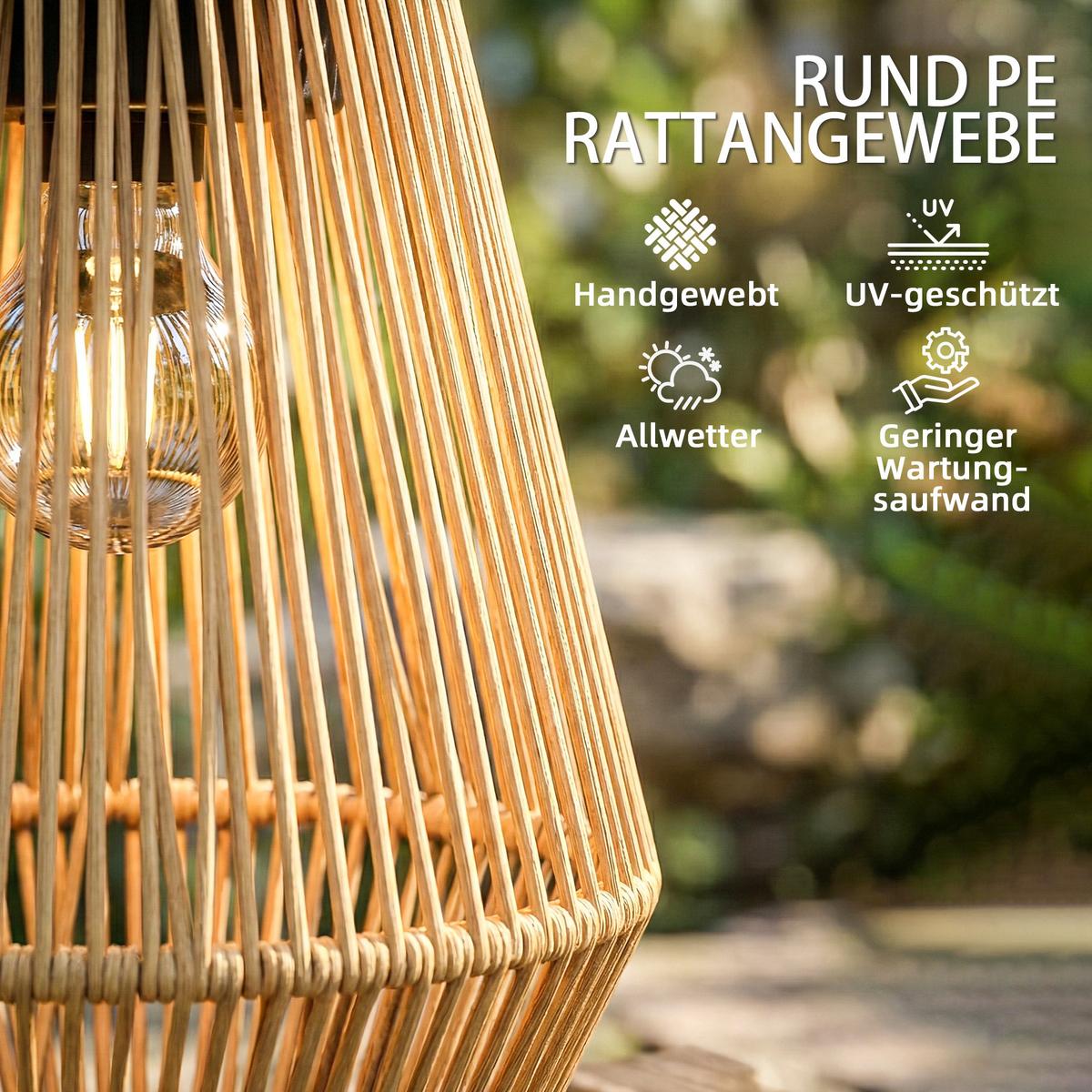 RATTAN-LAMPE 2ER-SET Braun - Braun, Kunststoff (16/16/21cm) - Outsunny