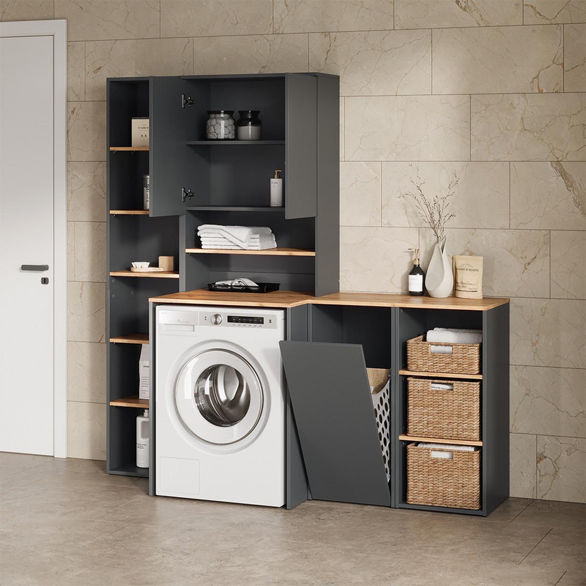 WASCHMASCHINENSCHRANK Paolina Anthrazit/Goldkraft Eiche 40.2 x 88.2 cm - Honigeiche/Anthrazit, Holzwerkstoff (40.2/88.2/40.5cm) - Livinity®