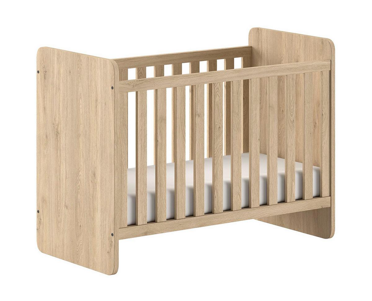 BABYBETT 60x120 Keelia Eiche Melamin mit Lattenrost - Eichefarben, Kunststoff (60/120cm) - 58aufmkessel