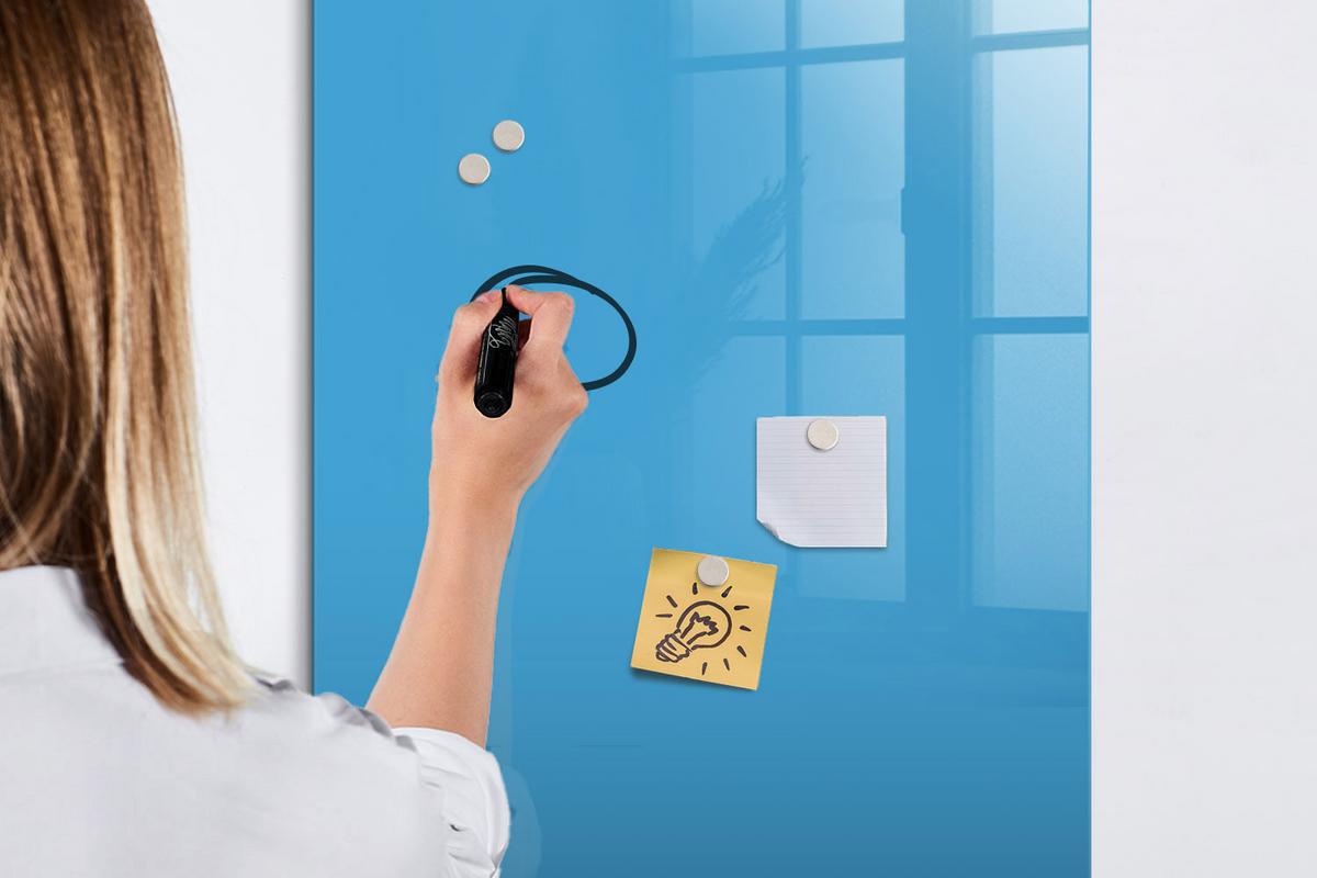 MAGNETTAFEL 60x90 Blau schwarzer Marker - Blau, Glas (60/0.4/90cm) - TULUP