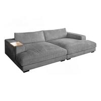 BIG SOFA XL MIT TABLETT MADELINE Grau Cord - Schwarz/Grau, Kunststoff/Textil (290/85/190cm) - KAWOLA