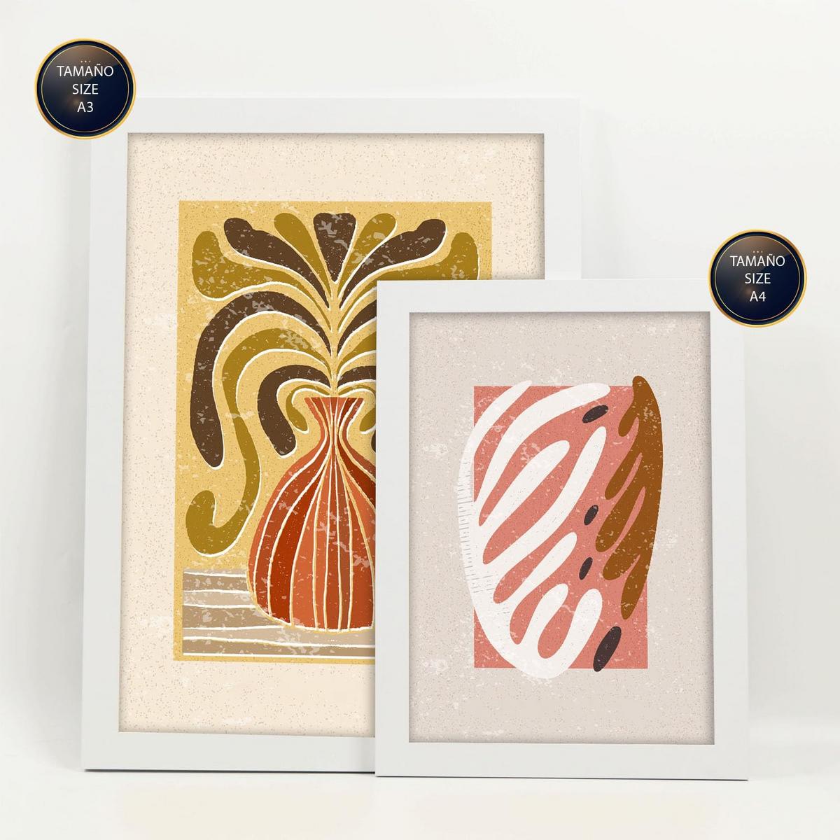 POSTER Set Mit 6 Drucken Von Stielen In Der Sammlung Ethnischer Style Drucke Dekorative Rahmen Für Ihr Zuhause Wandkunstdruck A3 & A4 Weißer Rahmen - Weiß, Papier (29/3cm) - Nacnic