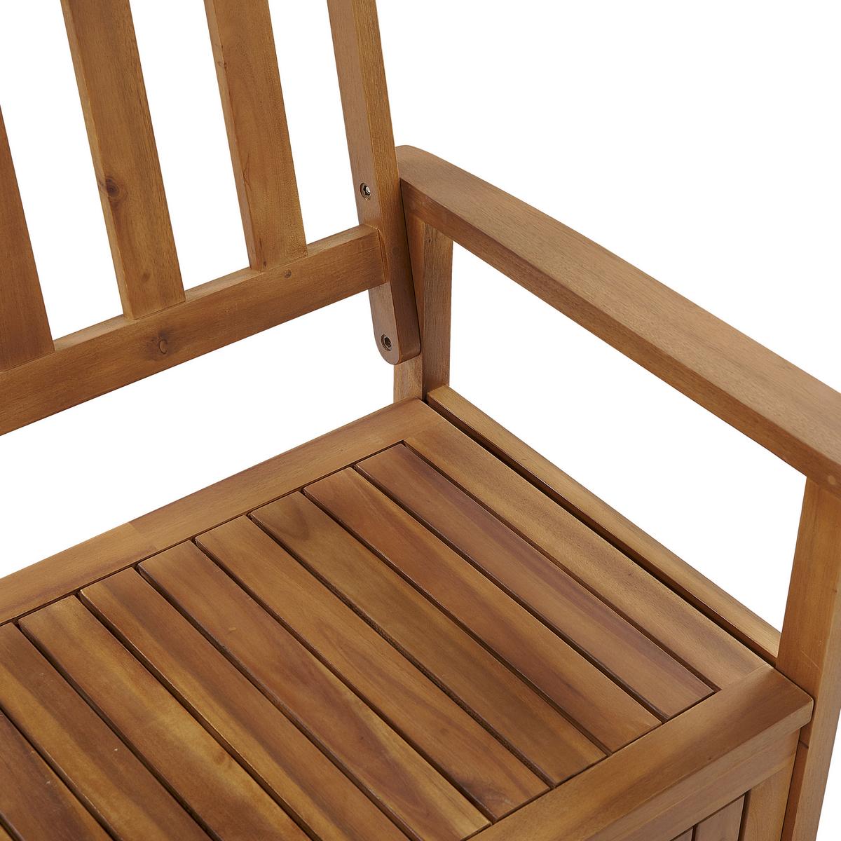 GARTENBANK Akazienholz hellbraun mit Stauraum 120 cm Sovana - Hellbraun, Holz (120/91/60cm) - Beliani