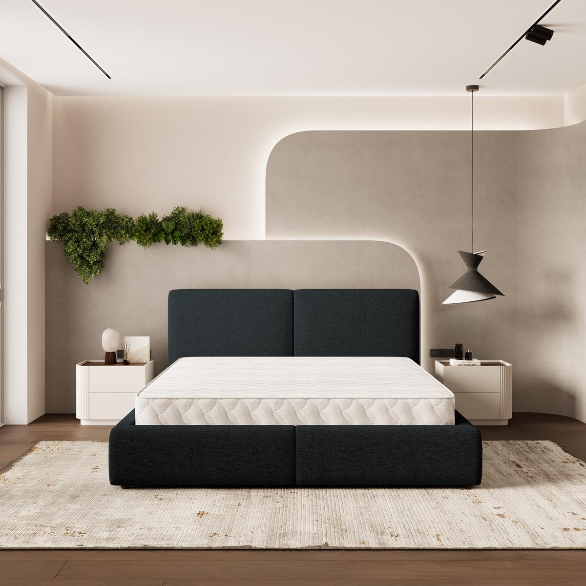 POLSTERBETT FELURO NV 200x200 cm mit Bettkästen - Schwarz - Schwarz, Holz/Textil - MASSENO