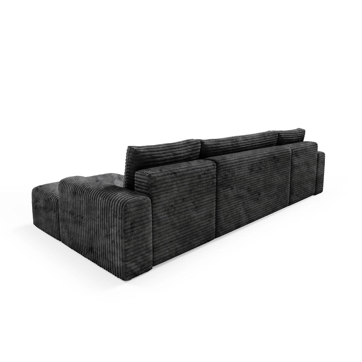 PANORAMASOFA Romeo 5 Sitzplätze Schwarz - Schwarz, Holz (345/92/163cm) - Petits-meubles