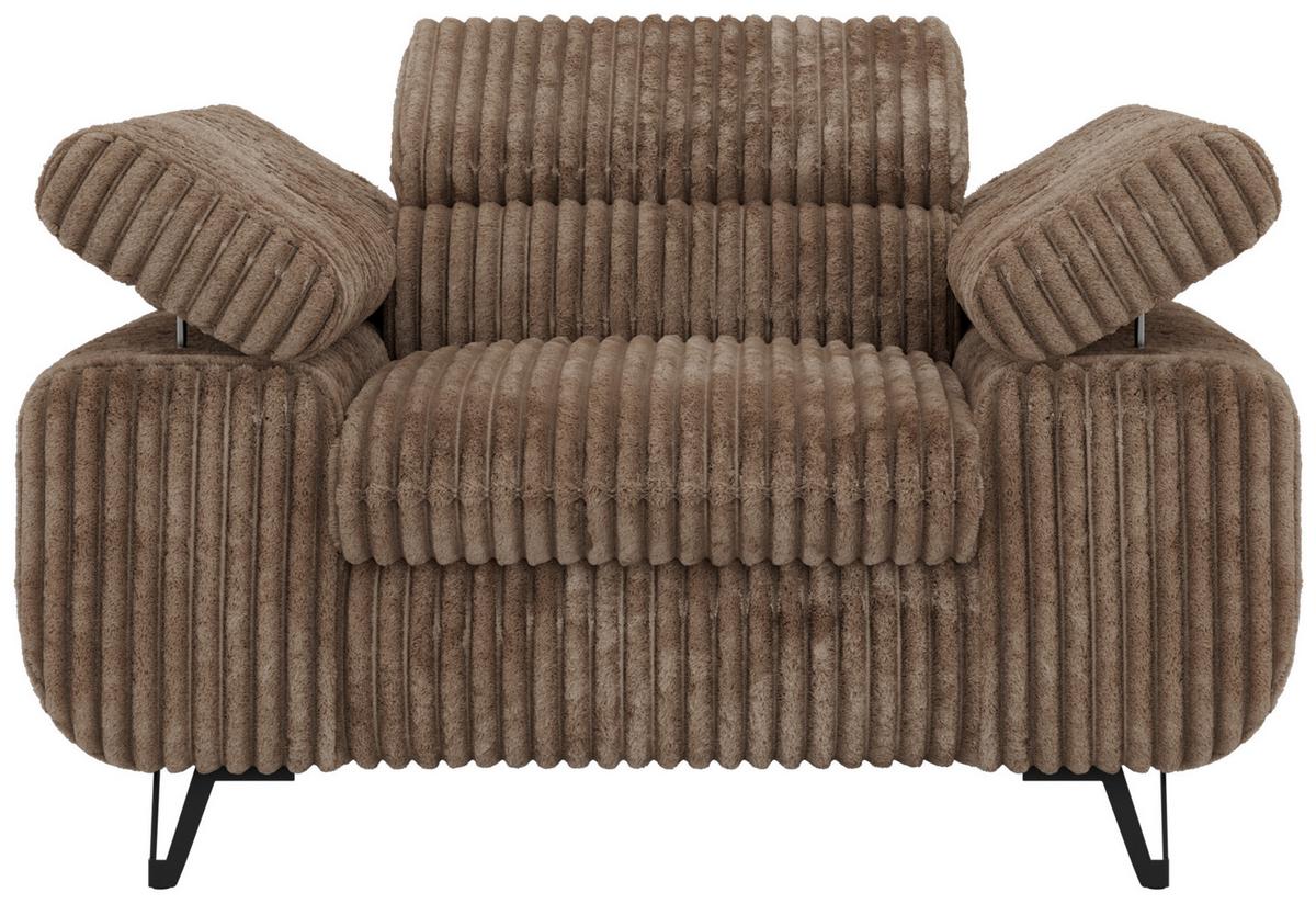 SESSEL PETER 1 - Braun Cord - Schwarz/Braun, Textil/Metall (126/76/99cm) - MKS