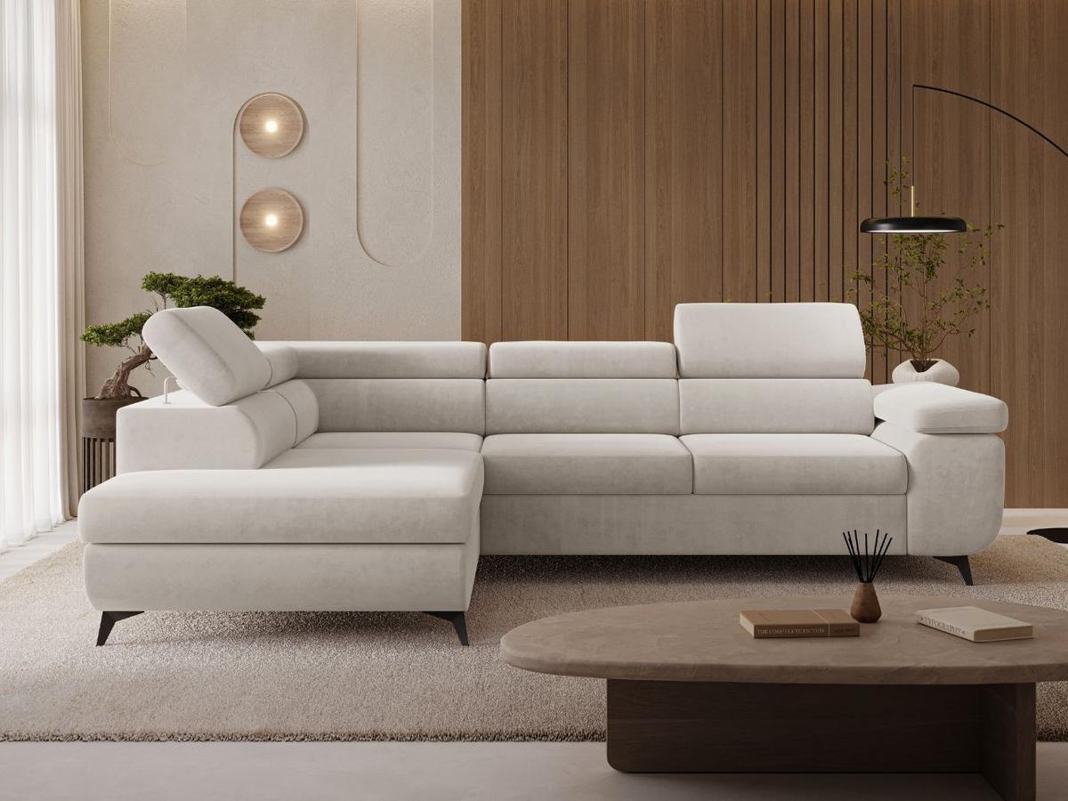 ECKSOFA Argon Ecru Links - Ecru/Beige, Holz/Textil (255/190cm) - Graingold