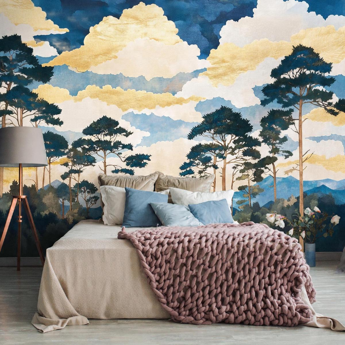 FOTOTAPETE Wald Natur Bäume Wohnzimmer 150x105 - Multicolor, Papier (150/105cm) - Wallarena