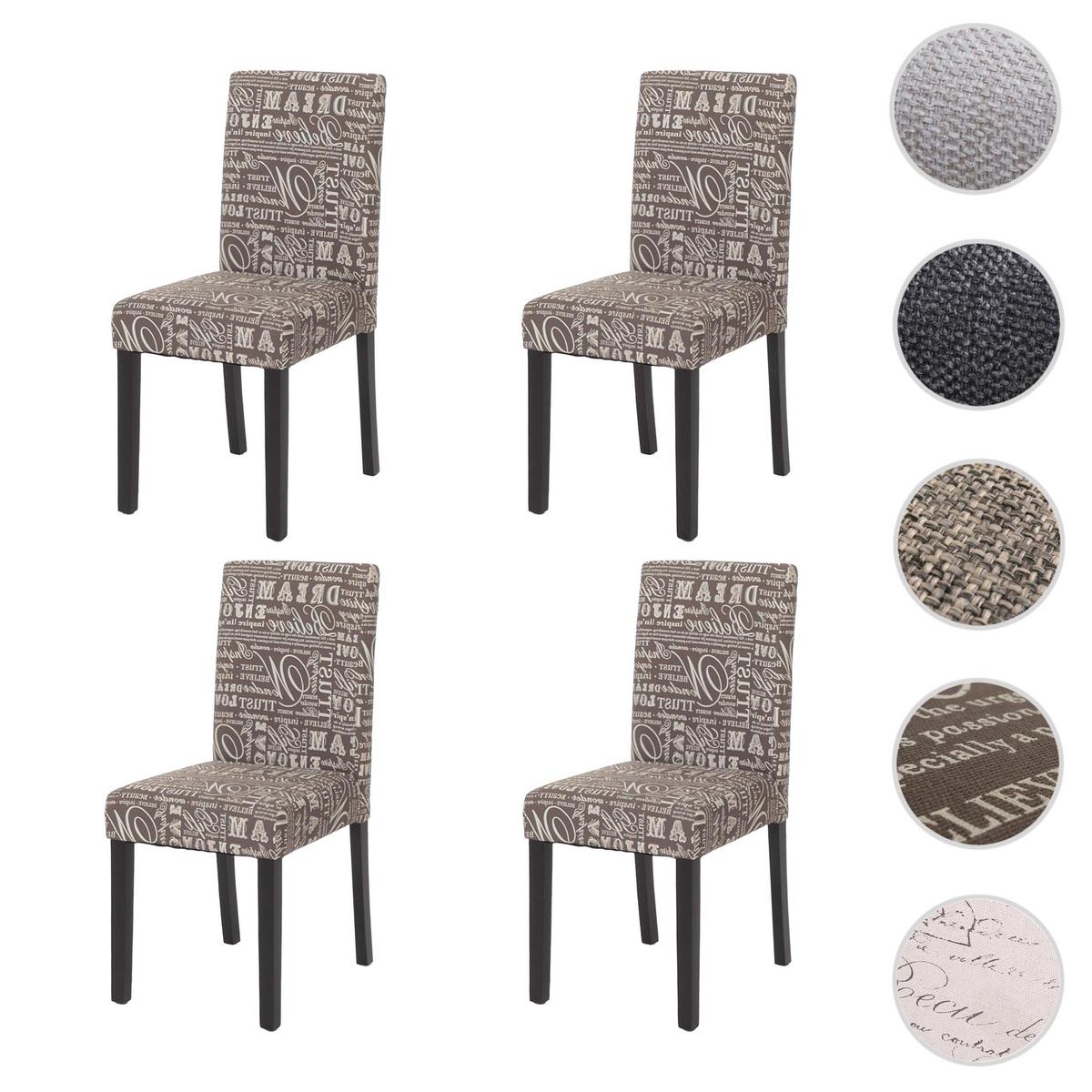 ESSZIMMERSTUHL SCHRIFT Grau, Weiß, Dunkelbraun 4er-Set - Dunkelbraun/Weiß, Textil (43/90/56cm) - MCW