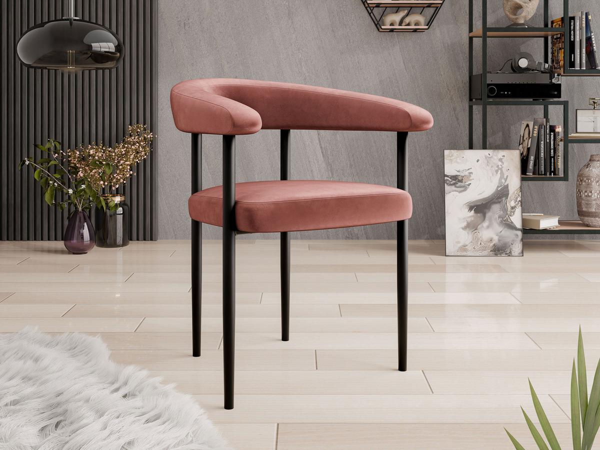 POLSTERSTUHL Aria - Schwarz/Rosa, Textil/Metall (61/73/56cm) - MIRJAN24