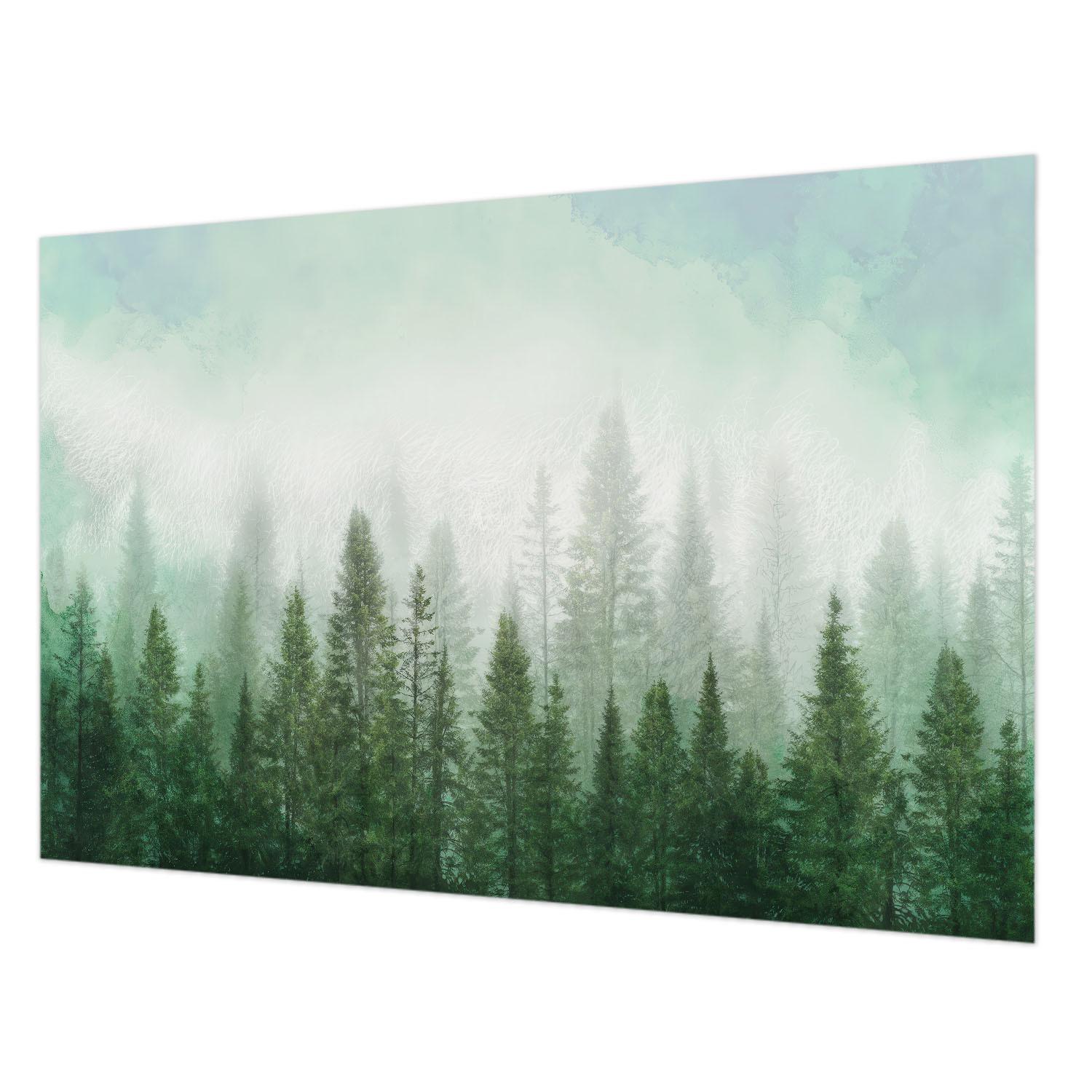 FOTOTAPETE 104x70 cm - Wolf im Wald - Grün, Textil (104/70cm) - Wallfluent