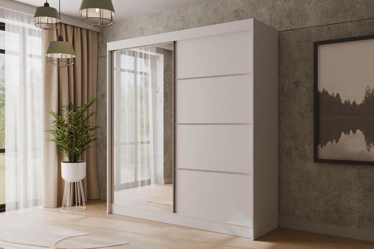 KLEIDERSCHRANK PAOKI - 200 cm - Weiß - Weiß, Holzwerkstoff (200/215/61cm) - ALTDECOR
